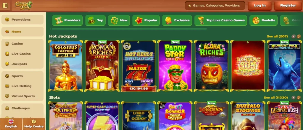 Slot Games Available at Greenluck Casino